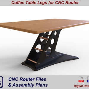CNC table plan/vector file. Wooden table legs, industrial "Aero" style. - Vector files and plans for CNC router & workshop.