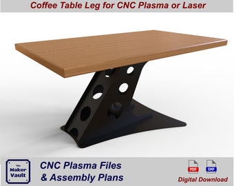 CNC Plasma files: Laser Table Leg, Industrial Aero Style (DXF & PDF)