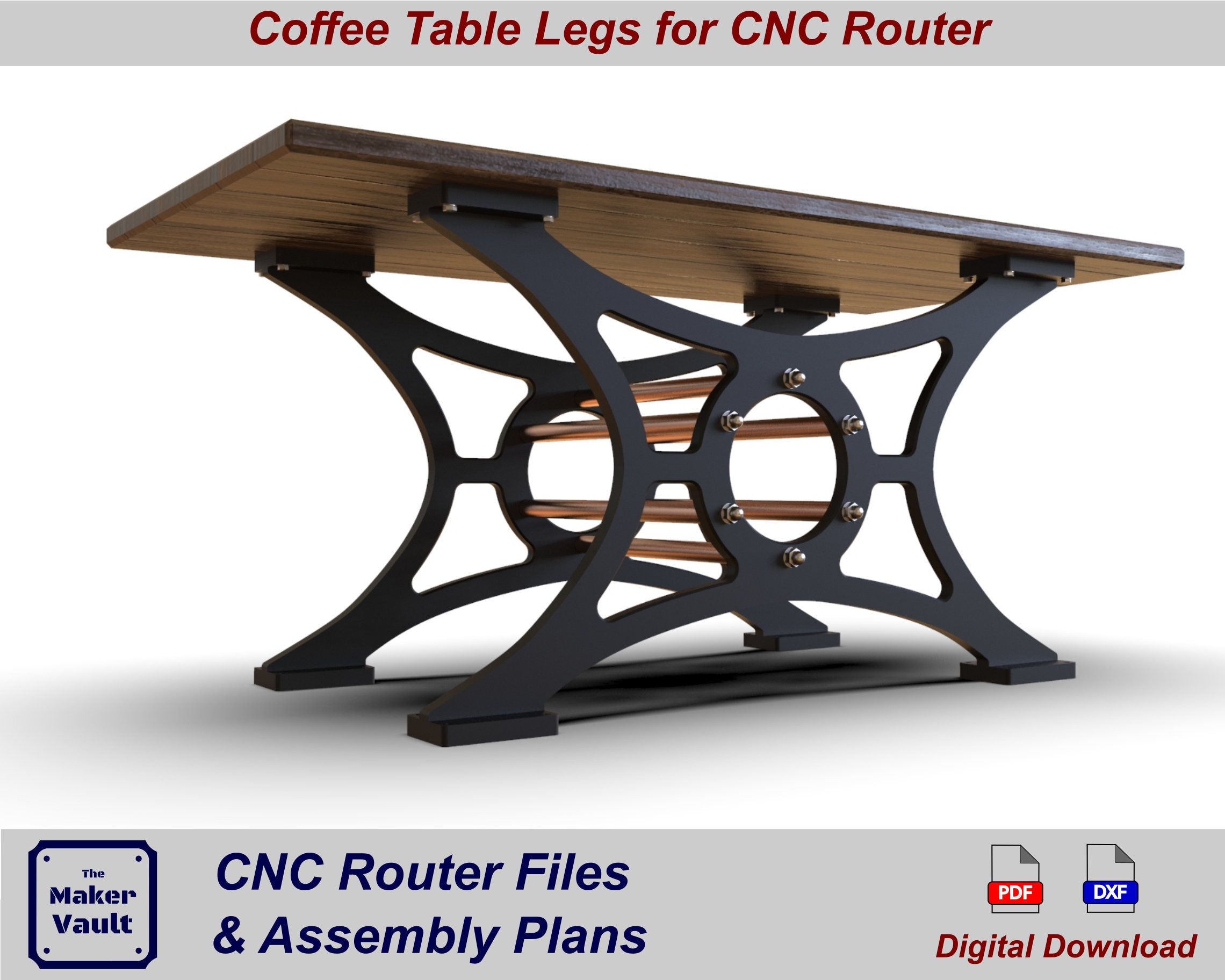 CNC Table Plan vector File. Wooden Table Legs Industrial Style