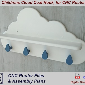 CNC Router Files for Childrens Cloud Shelf Coat Hook. CNC Vector