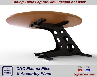 CNC Plasma / laser cutter files: Dining Table Leg, Industrial Aero Style (DXF/PDF)