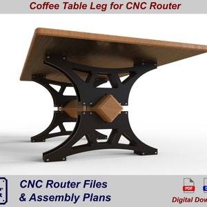 Archivos de fresadora CNC para patas de mesa de madera de estilo industrial. - Archivos vectoriales CNC (archivos dxf cnc) / planos para patas de mesa de centro de madera industrial.