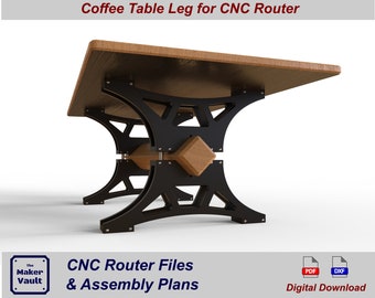 CNC Router files for Wooden table legs, industrial style. - CNC Vector files (cnc dxf files) / plans for wood industrial coffee table legs