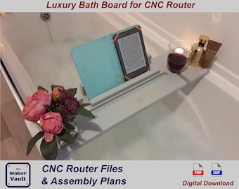 CNC Router files for luxury bath board. - CNC Vector files (cnc dxf files) / cnc plans for bath board- Perfect personalised gift