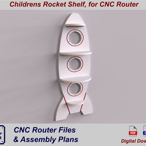 CNC router files for Rocket Shelf (dxf, svg, pdf vector files for CNC router). Playroom and nursery decor