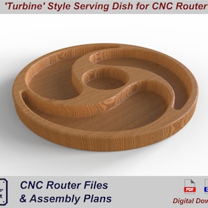 CNC router file for wood serving plate / dish. CNC dxf, svg vector & stp files