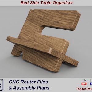 CNC Router files AND Woodwork plans for Wooden Bedside Table Organiser - Woodworking plans & CNC Vector files (cnc dxf files).