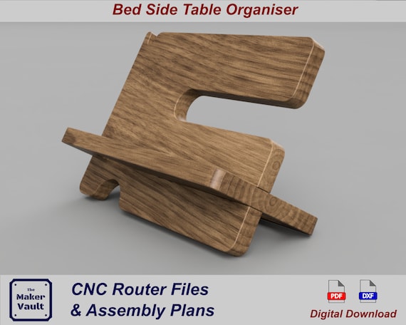 Wooden Bedside Table Organizer CNC Router Files & Plans (DXF/PDF)