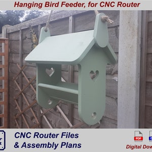 CNC router files for Bird Feeder (dxf and pdf vector files for CNC router) - Perfect garden gift