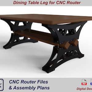 CNC Router Files: Wooden Dining Table Legs, Industrial Style (DXF / PDF)