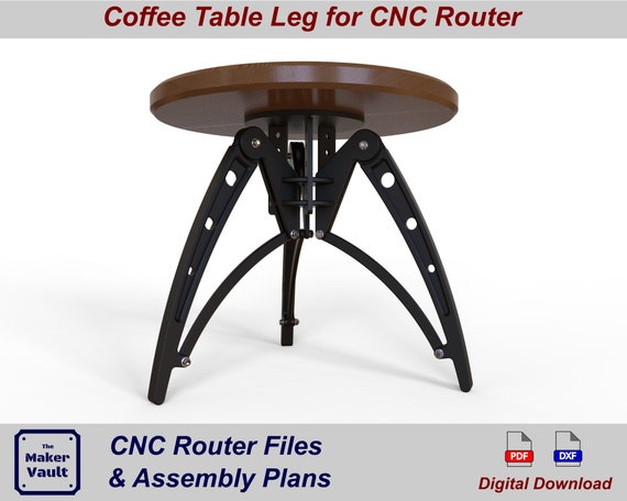 CNC Router Files: Wooden Coffee Table Legs, Industrial Design (DXF/PDF)