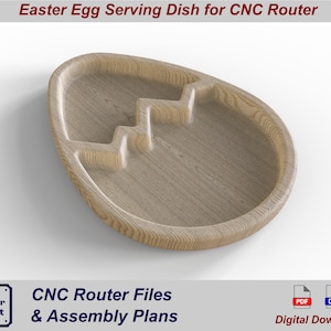 CNC file for wooden Easter egg serving dish / tray. dxf, svg vector & stp files for CNC router. Perfect personalised gift to make and sell