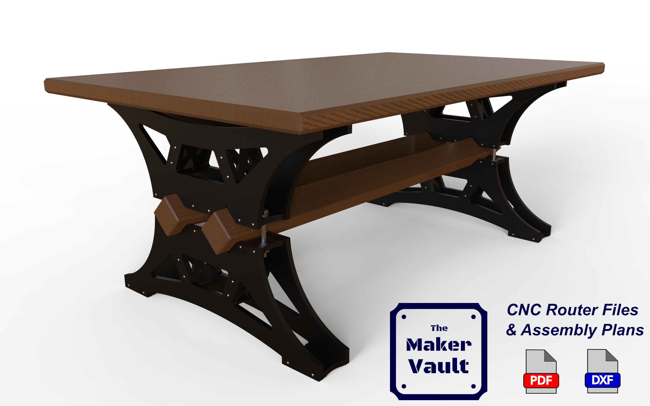 CNC Router Files: Wooden Dining Table Legs, Industrial Style (DXF / PDF ...