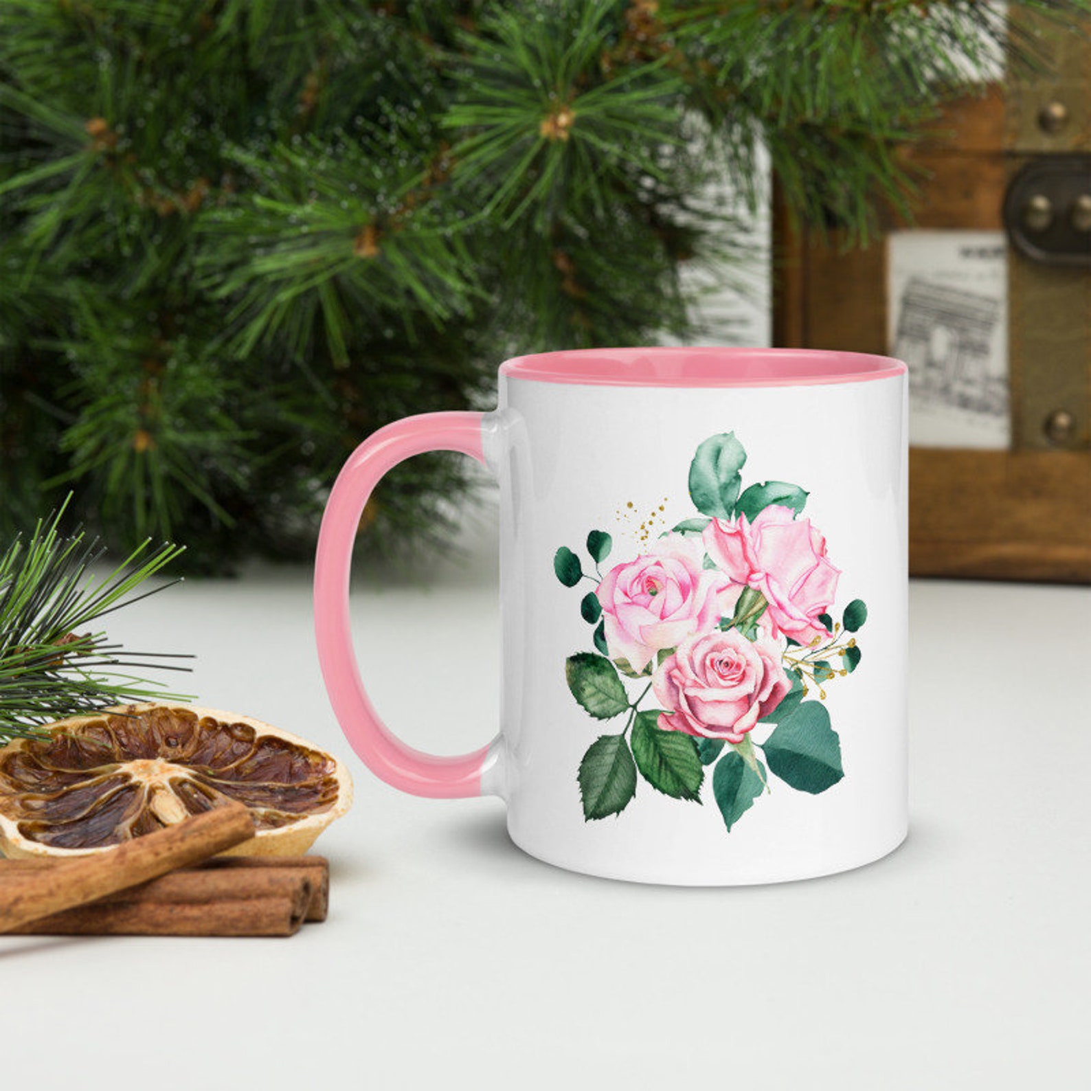 Rose Coffee Mug Pink Color Inside Rose Tea Mug Rose Cup Etsy UK