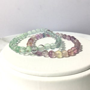 Green & Purple Fluorite Bracelet: Handmade Crystal Gemstone Jewelry