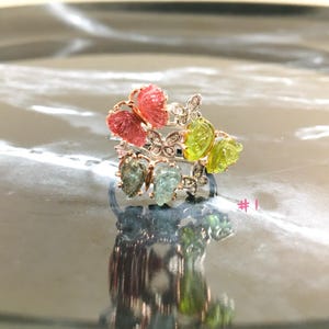 Butterfly Watermelon Tourmaline Splendid Ring, Natural Crystal Gemstone Ring, Silver Ring,Animal Butterfly Ring, Gifts for Her, Birthday