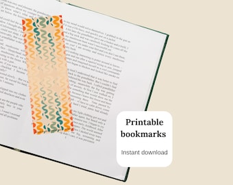 Retro Pattern Printable Bookmark Set of Four, Digital Bookmark, Printable Reading Gift