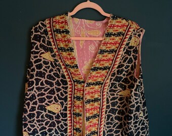 Harry Waistcoat | Size L | Handmade Recycled Indian Quilted Cotton Sleeveless Jacket |