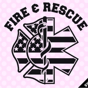 SVG & PNG - Fire and Rescue Flag Emblem