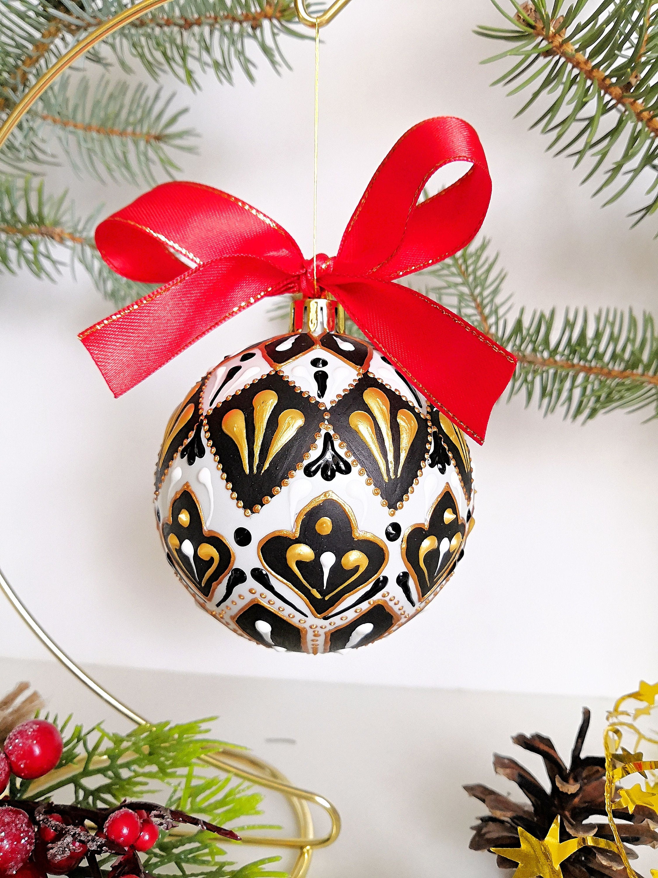 Black and White Christmas Tree Ornaments Buffalo Checkered Etsy UK