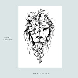 Lion Flower (set of 2) | tattoo lasts 1-2 weeks | semi permanent | temporary tattoo