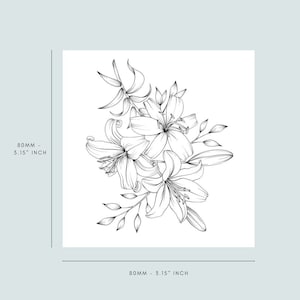 Lys floraux (ensemble de 2) | Le tatouage dure 1-2 semaines | | semi-permanente tatouage temporaire