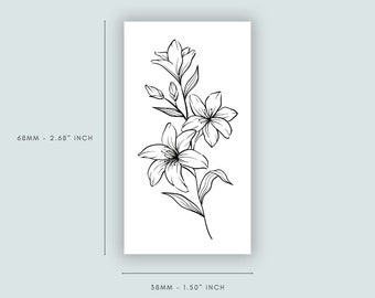 Lilien Blumen (2er Set) | Tattoo dauert 1-2 Wochen | semi permanente | temporäres Tattoo