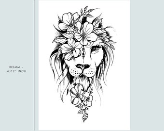 Lion Flower (set of 2) | tattoo lasts 1-2 weeks | semi permanent | temporary tattoo