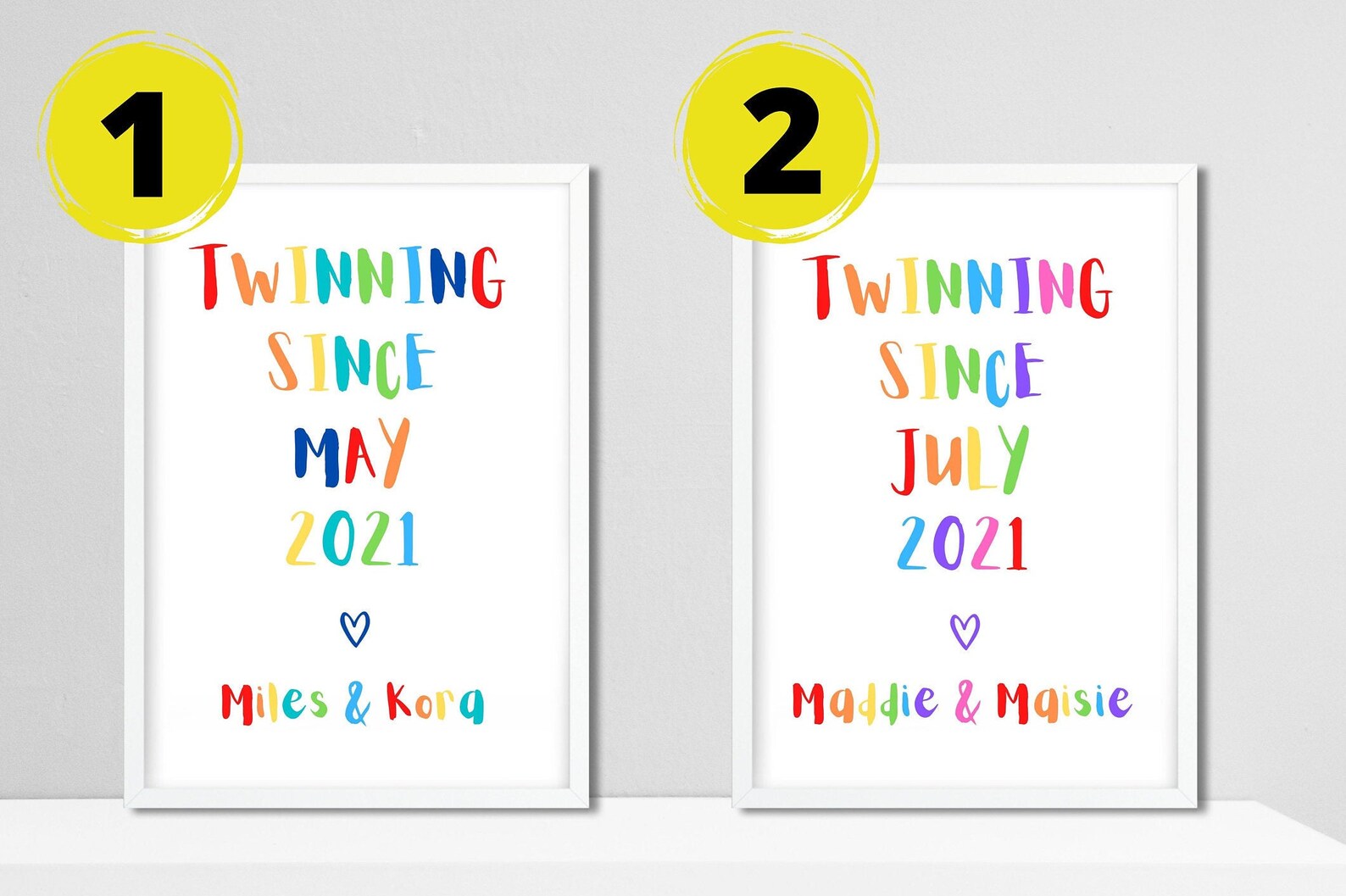 Twin Nursery Print / Twins Personalised Name Picture / Twin - Etsy España