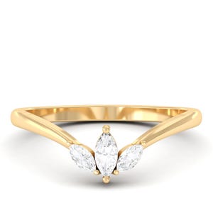 Moissanite Crown Ring: Sterling Silver Curved Wedding Band