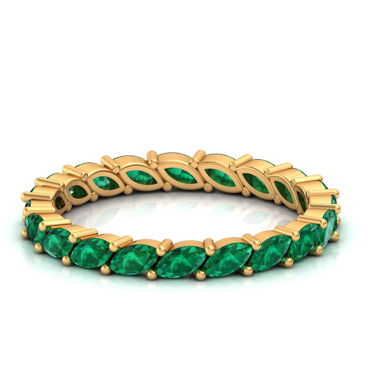 Marquise Emerald Eternity Ring 14k Gold Emerald Wedding Band Green ...