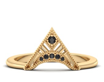 Handmade Black Onyx Crown Ring, 925 Sterling Silver Gothic Jewelry, Minimalist Statement Ring, Personalized Gift for Women, Onyx WeddingRing