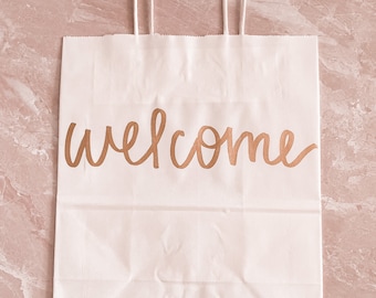 Wedding Welcome Bags, Wedding Guest Bags, Wedding Welcome Bags for Guests at Hotels, Welcome to our Wedding Favor Bags | Handwritten Bags