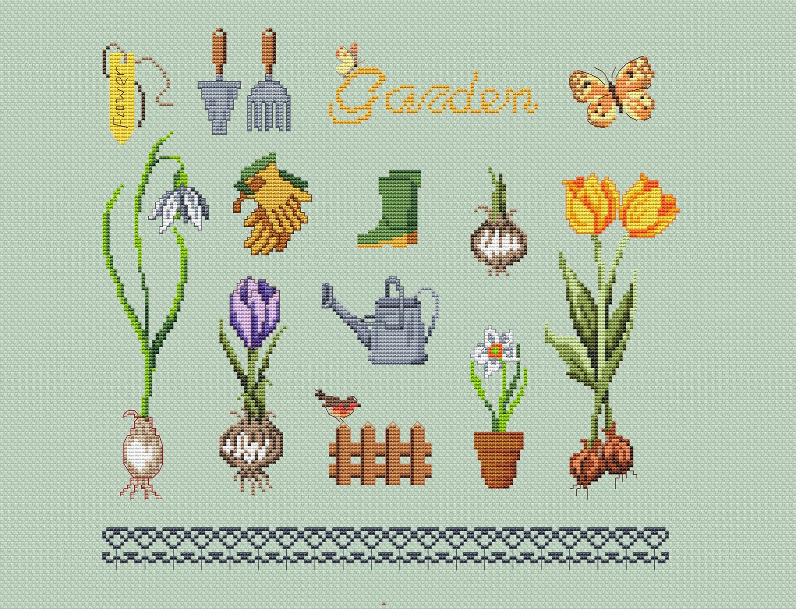 Garden Counted Cross Stitch Pattern. Digital Pattern. Hand | Etsy