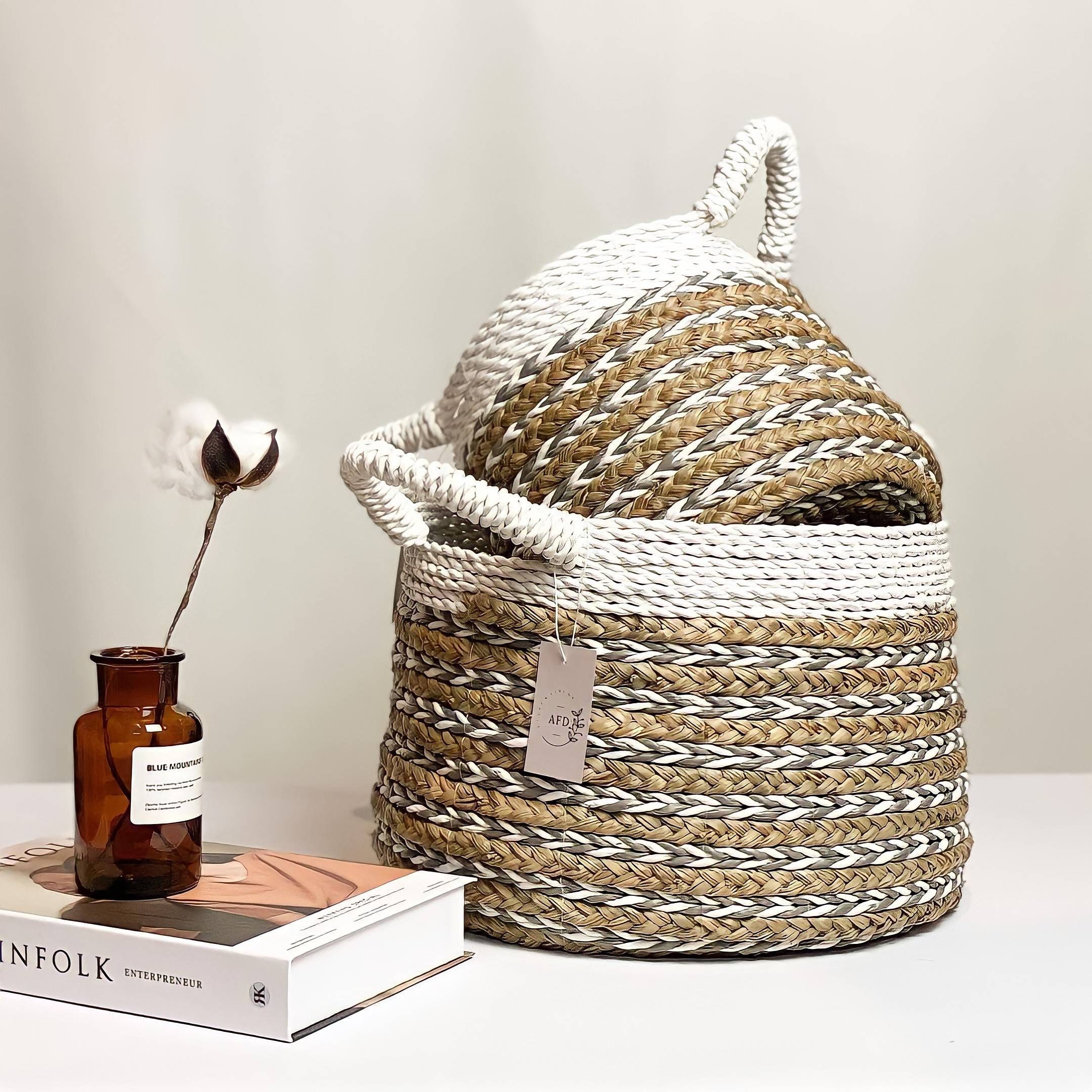 Cesta de lavandería hecha a mano con mango cesta tejida a | Etsy