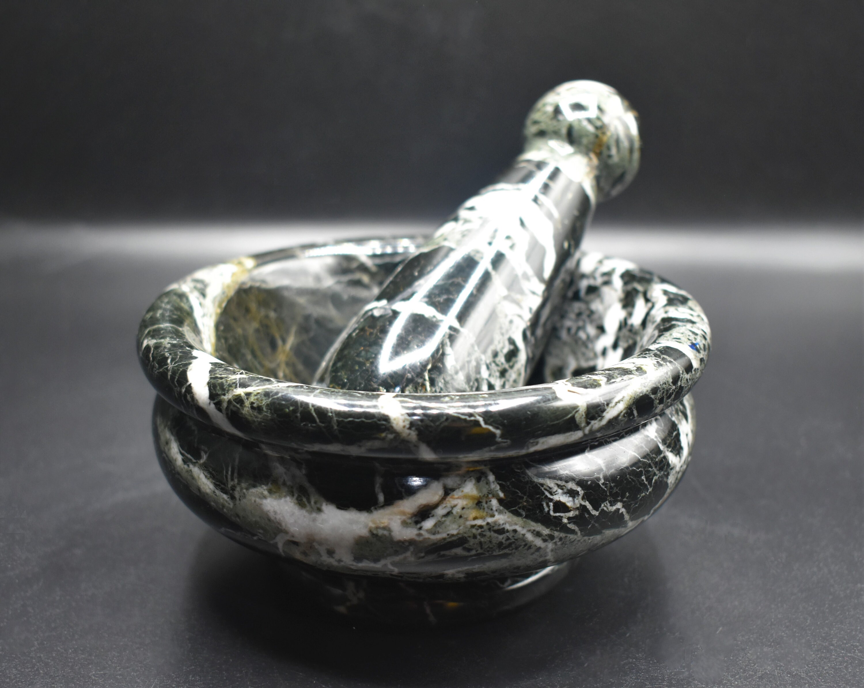 Mortar and Pestle 15cm Black Marble Onyx Crystal Etsy