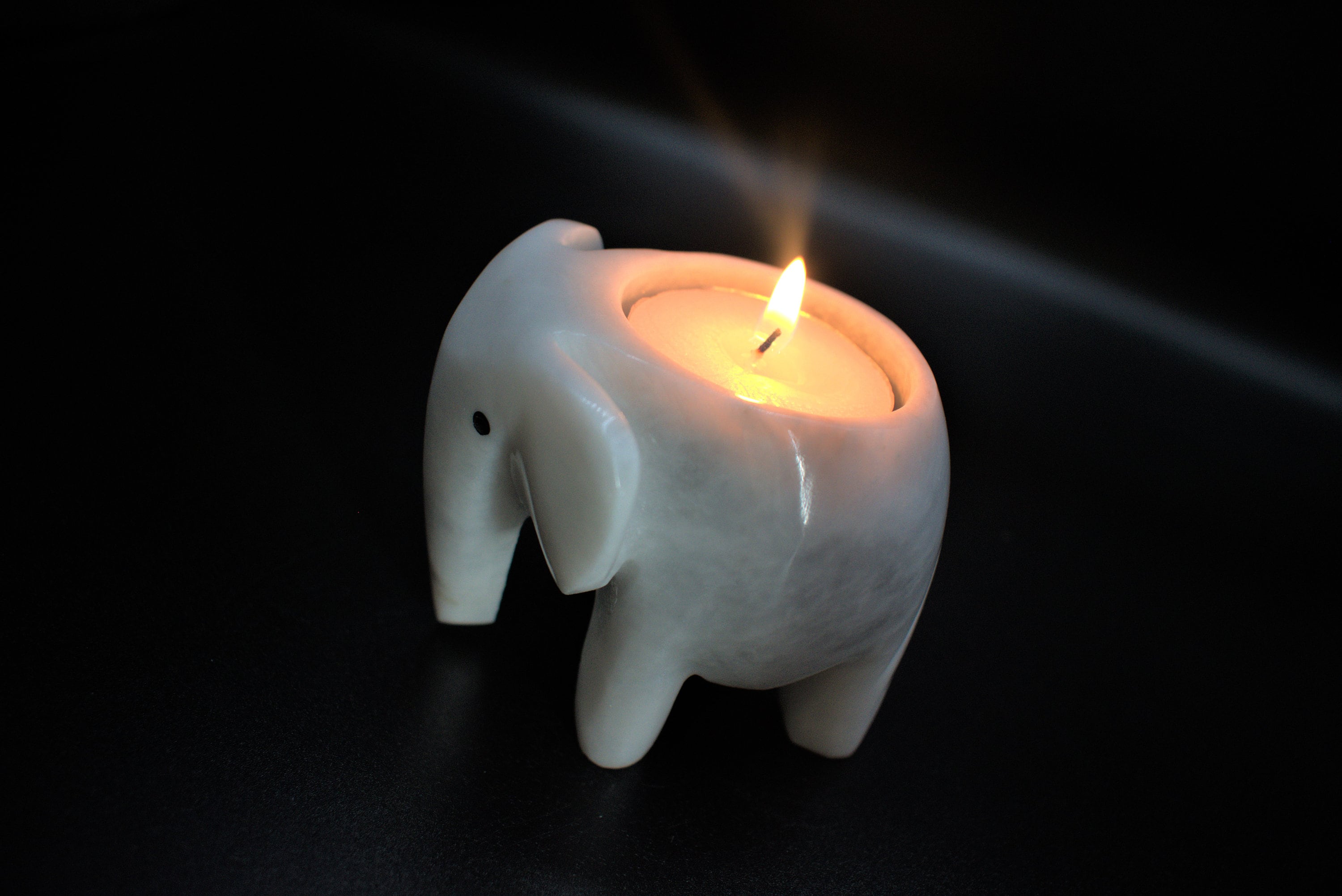 White Onyx Marble Elephant Tea Light Holders Candle Holders Etsy