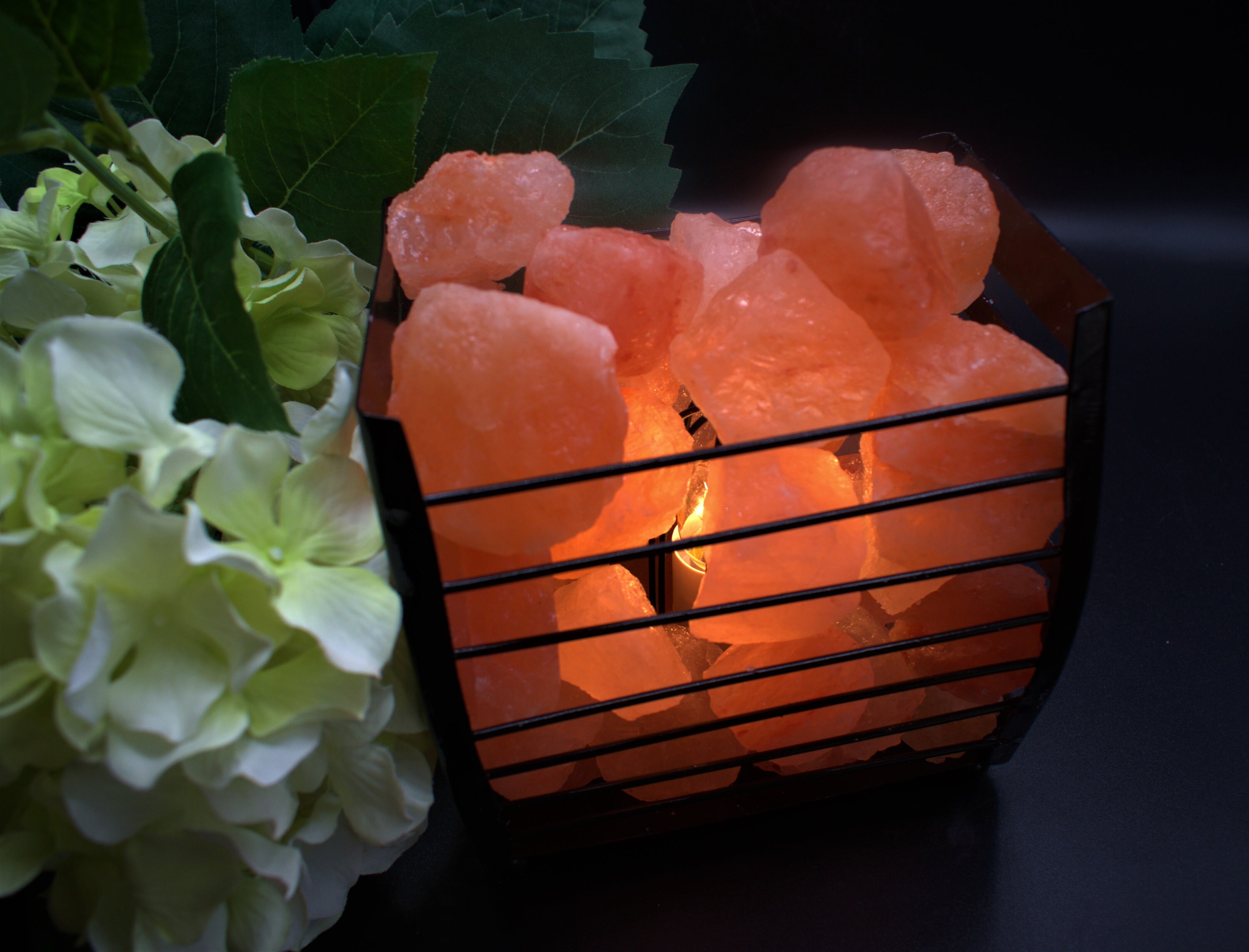 Crystal Salt Lamp Basket With Natural Himalayan Pink Salt Etsy