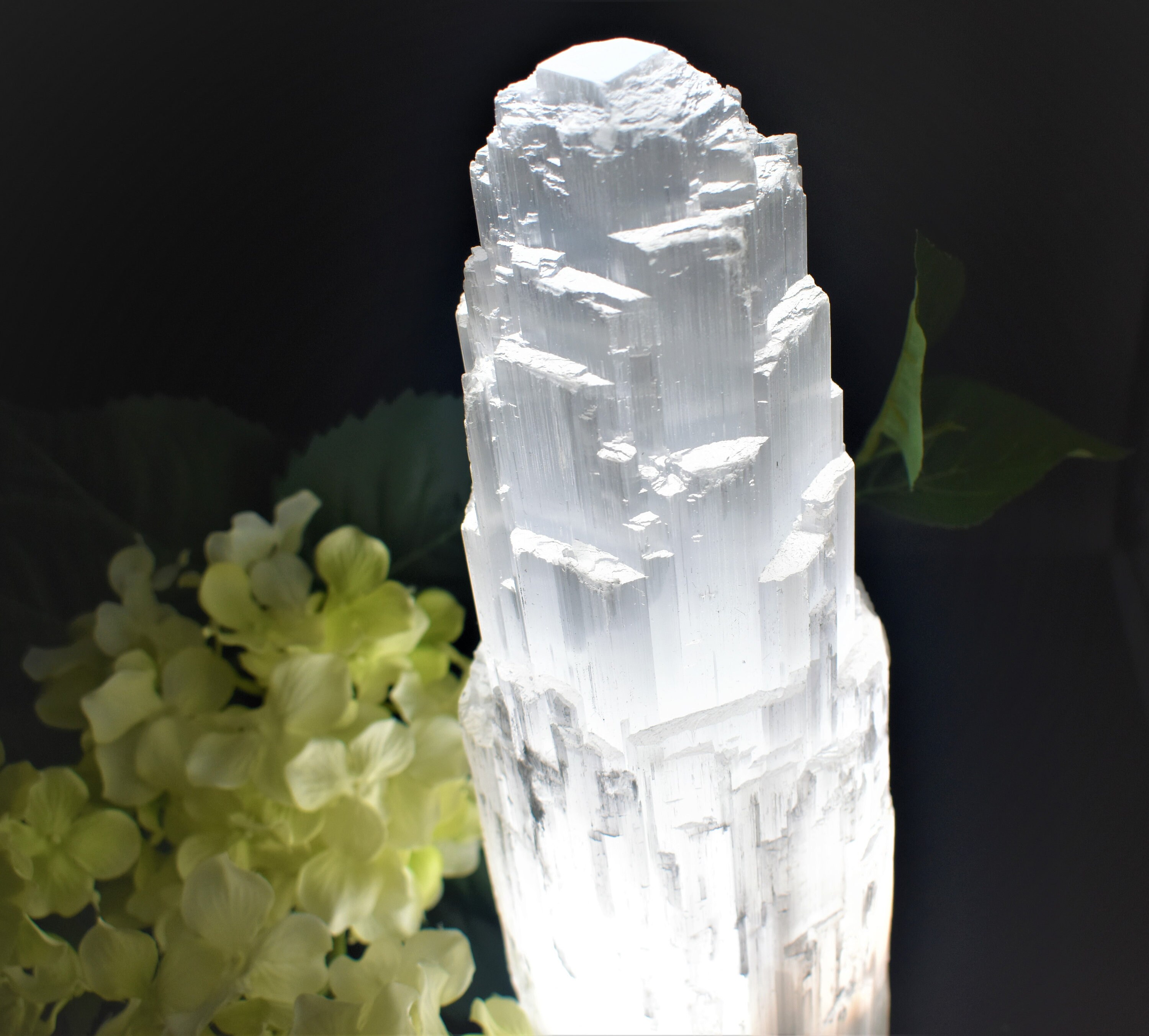 Natural White Selenite Crystal Tower Lamp Spiritual Healing Etsy
