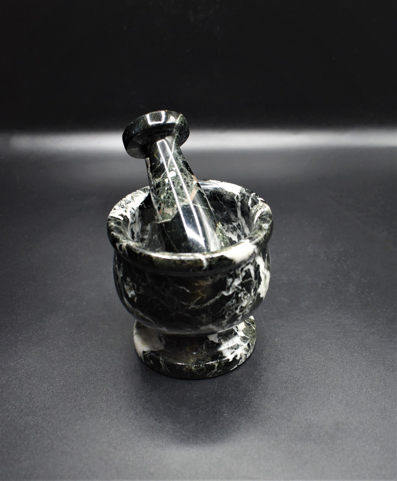 Black Marble Mortar and Pestle Onyx Marbleware Stone Mortar Etsy