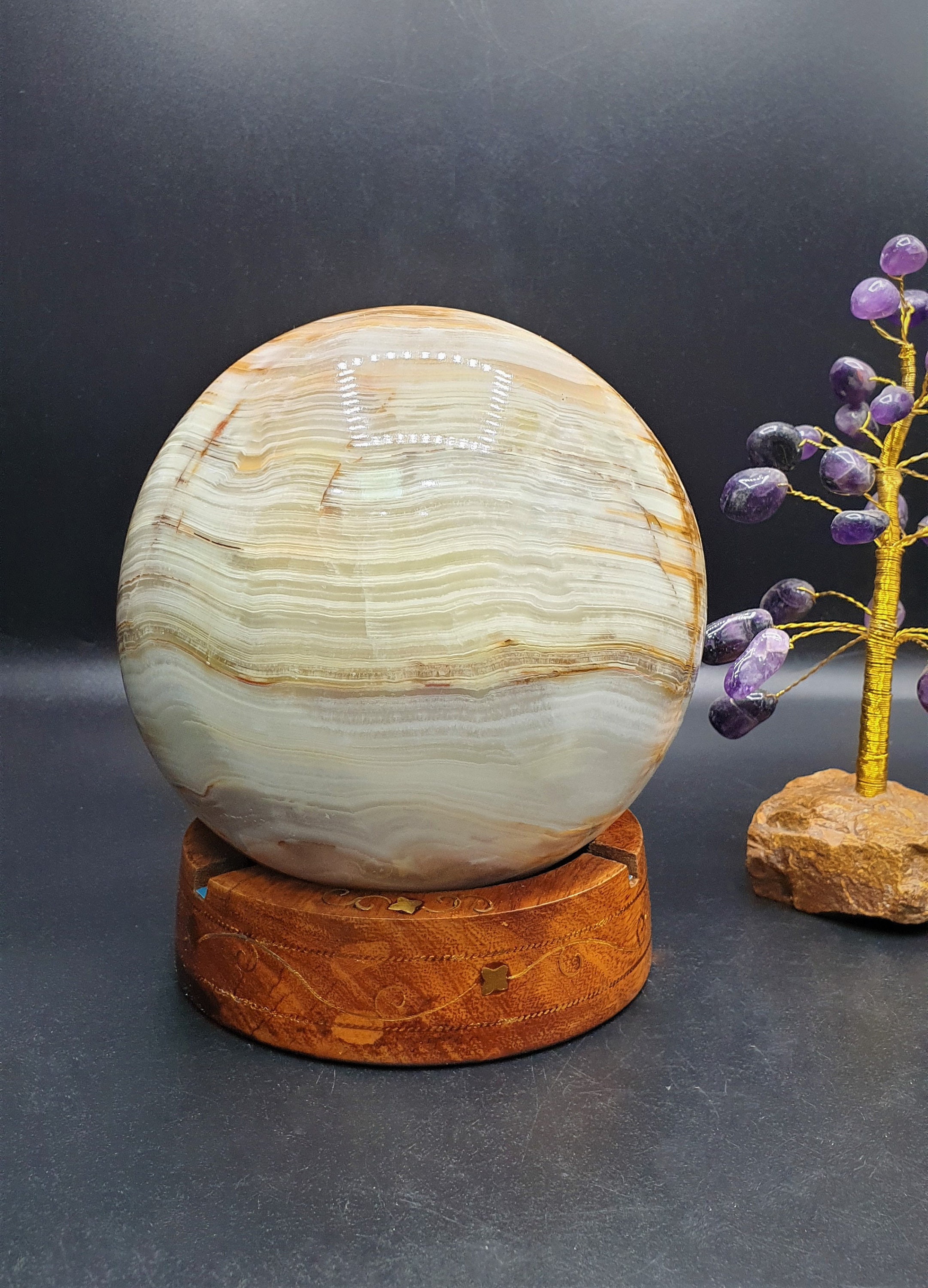 13cm Onyx Globe Sphere Onyx Meditation Spiritual Cleanse Etsy