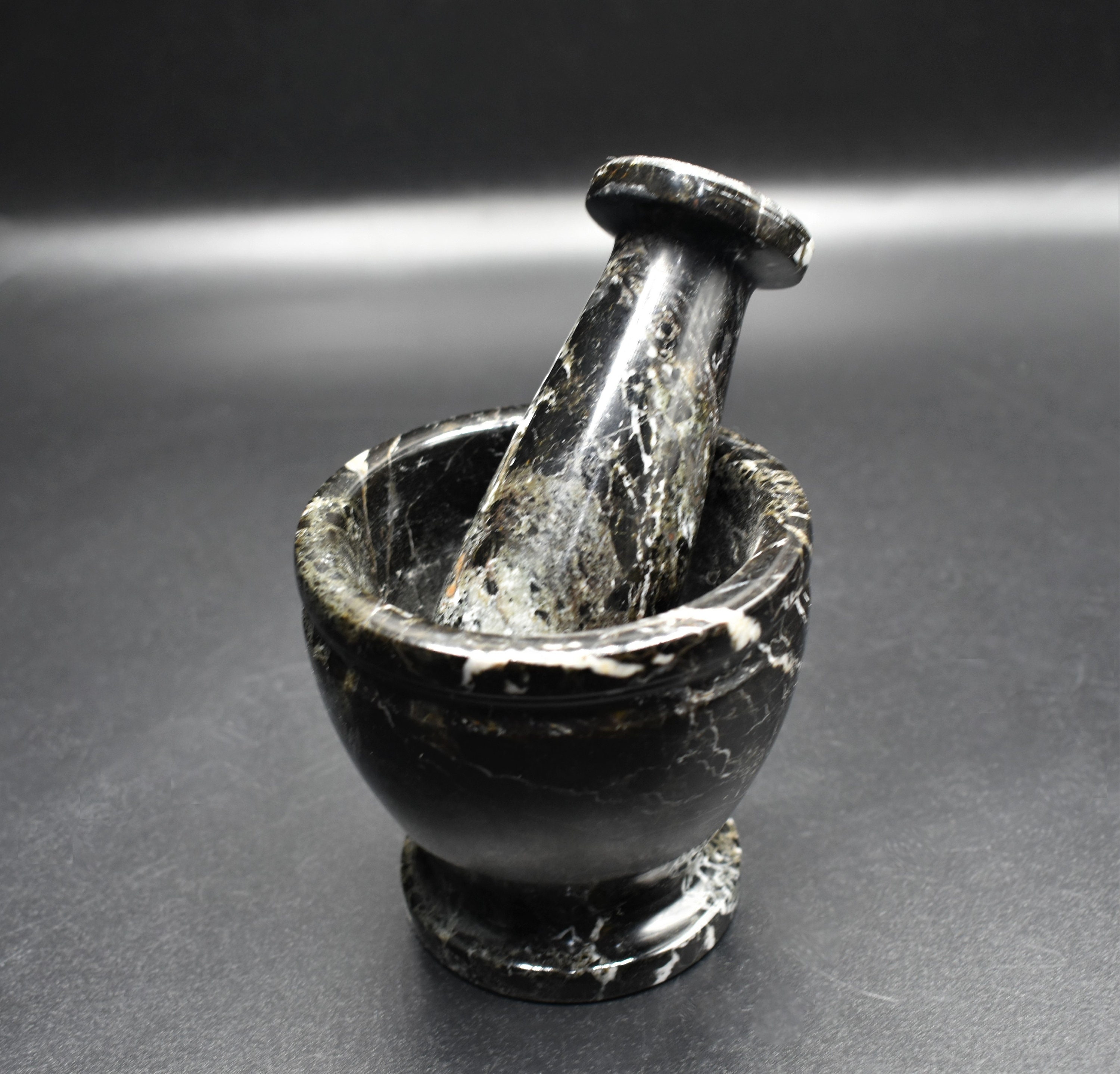 Black Marble Mortar and Pestle Onyx Marbleware Stone Mortar Etsy