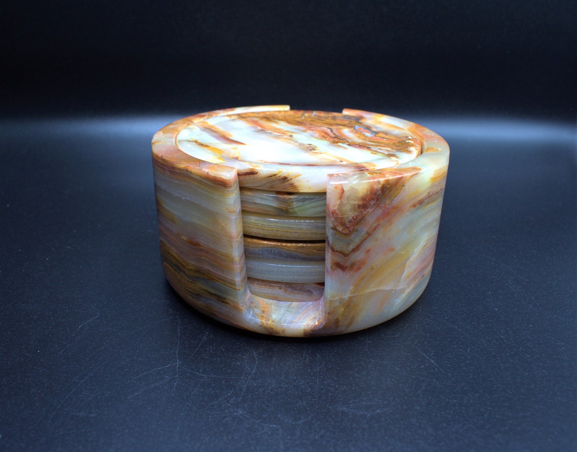 Onyx Marble Tea Coasters Onyx Marble Tea Coaster Set Home Etsy