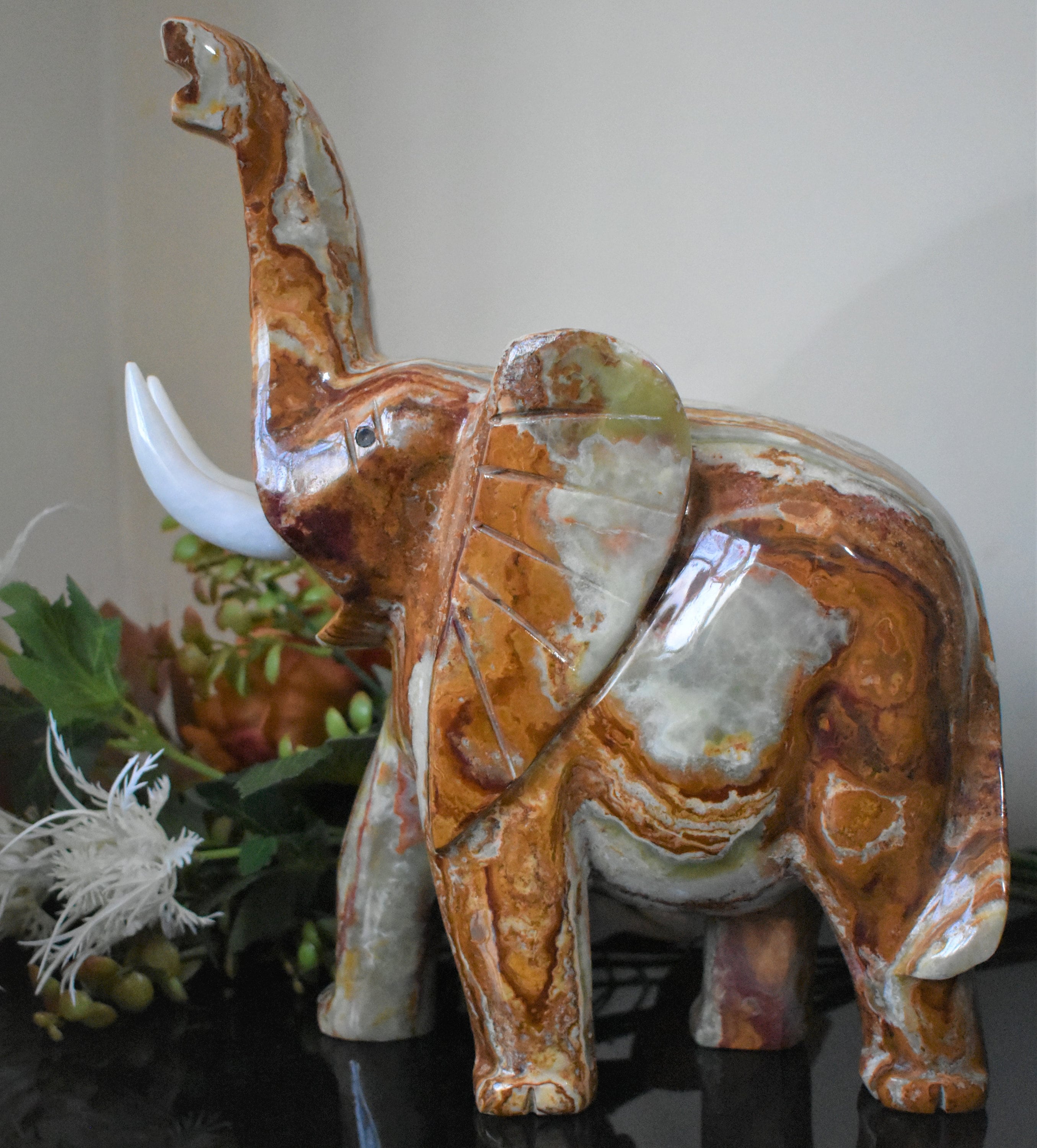 Onyx Elephant Figurine 30cm Crystal Elephant Figurine Etsy