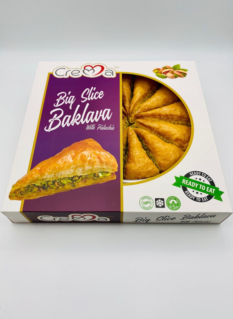 Big Slice Baklava Dessert Sweet Gift Box Food Gift Handmade Turkish Baklava Gift Baklava Sweet Gift Baclava 12 Pieces 800GR NET image 10