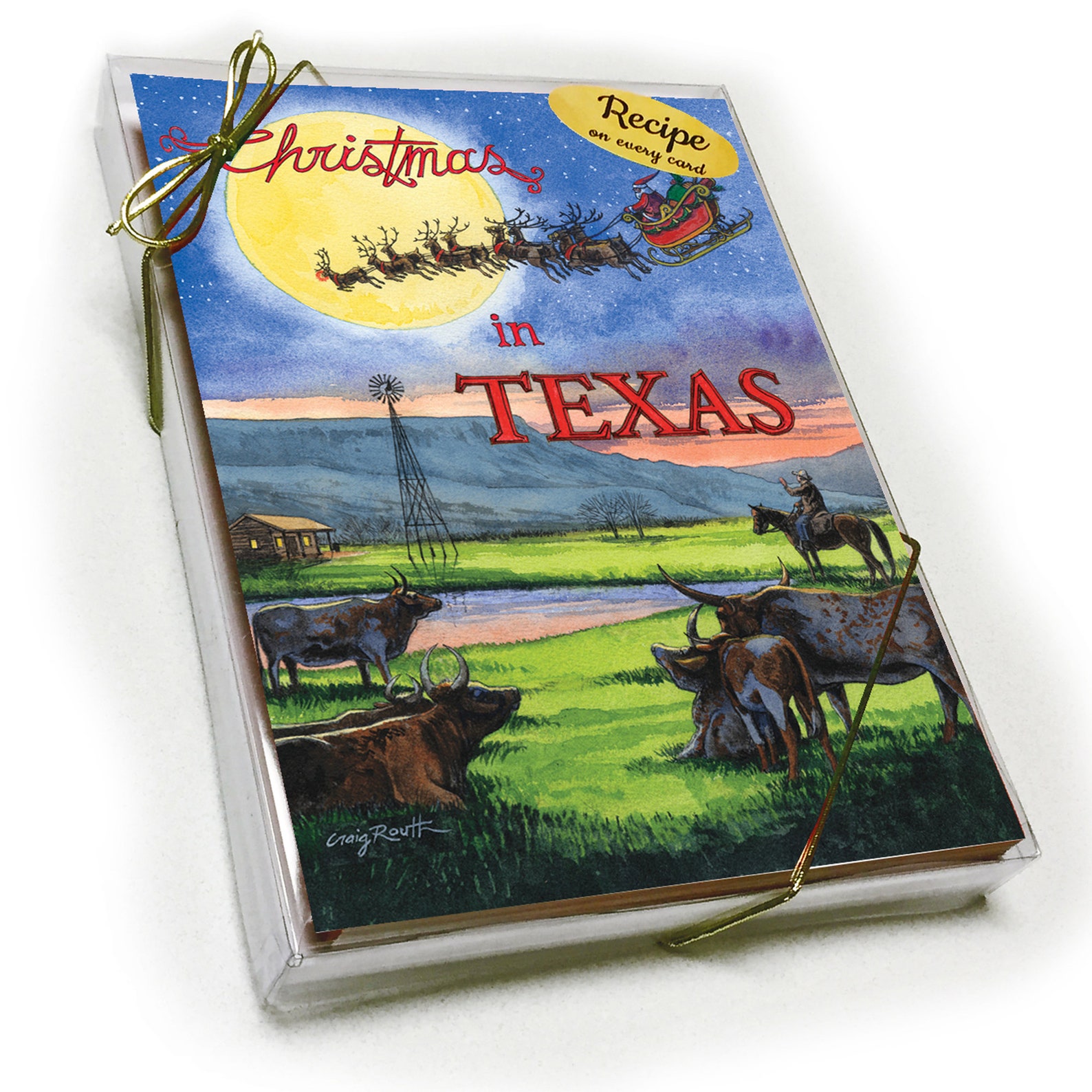 Texas Christmas Cards With Recipe Ho Ho Home on the Range by Artist