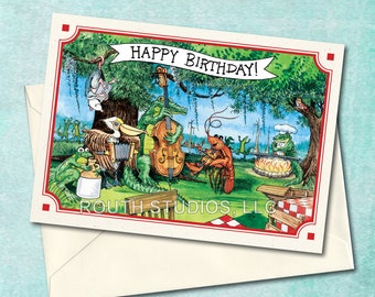 Louisiana Birthday Card - Zydeco Birthday Celebration by artist, Craig Routh