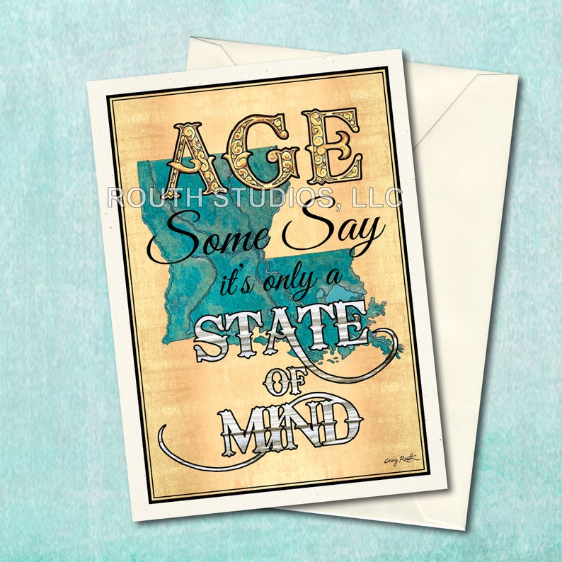 Louisiana Birthday Card - Louisiana State of Mind Birthday by Artist