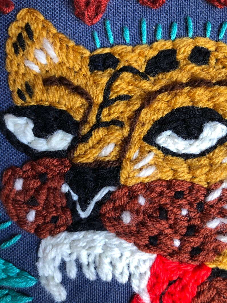 Tiger Illustrated Punch Needle Punch Needle Wall Hanging Etsy