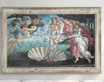 Botticelli's Birth of Venus in Rosemaling digital print, instant download, Renaissance art, Scandinavian folk art, art print, large print
